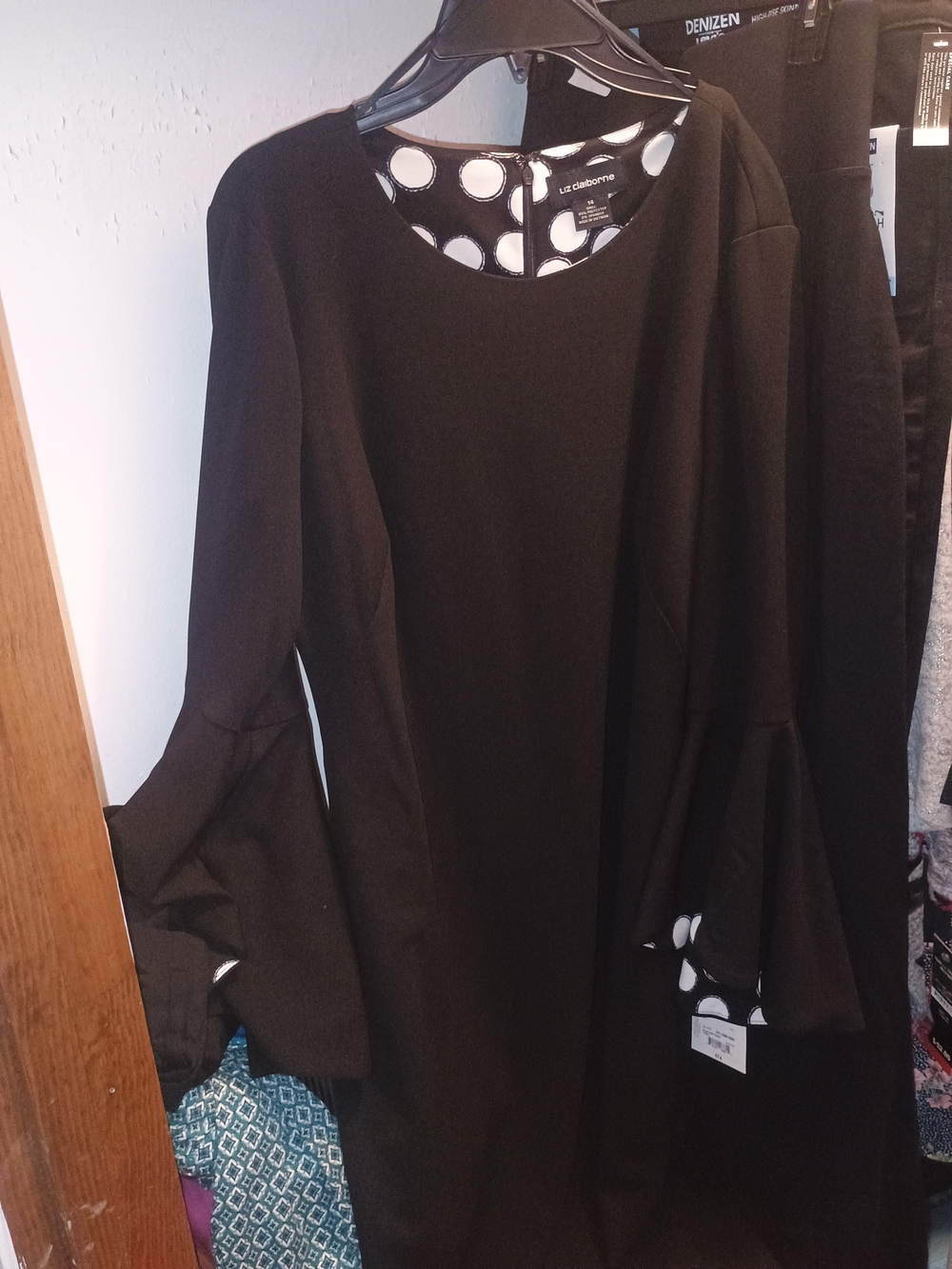 Liz Claiborne Black Long-Sleeve Bell Cuff Dress